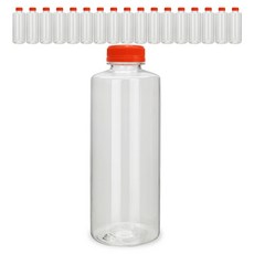 Mirkorea 透明PET高級暖紅蓋飲料瓶, 18個, 900ml