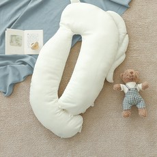 jellymom 新生兒獨角獸側睡枕 透氣網眼枕套 含枕芯, 白色
