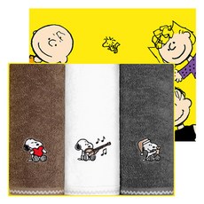 Songwol 松月 Snoopy 柔和簡約素色洗臉毛巾 170g 30支紗 精梳棉 3入組 + 提袋, 隨機出貨, 1套