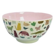 rice 動物園中型碗, 1個, 粉紅色