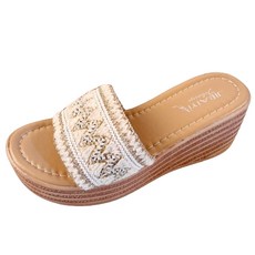 shoes& 女款毛呢楔型涼鞋 sn058, 230, 白色