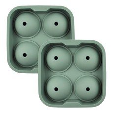 kitchen U 矽膠大冰塊模具 4格, 綠色, 2個