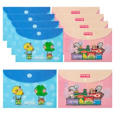 LINE FRIENDS A4 口袋文件夾 2款 x 5入組, 藍色, 粉紅色, 1套