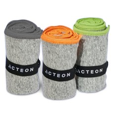 ACTEON Gelsa高級乾式超細纖維健身運動毛巾 3件組, 1組, 橙色、綠色、灰色