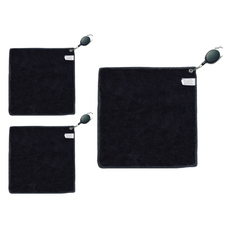 Merryball Funny 高爾夫球及球桿頭用伸縮掛鉤毛巾, 黑色, 3個