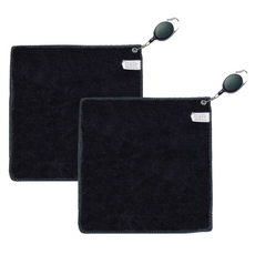 Merryball Funny 高爾夫球及球桿頭用伸縮掛鉤毛巾, 黑色, 2個