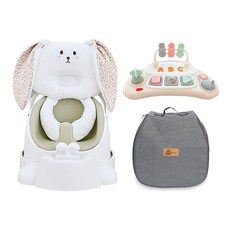 jellymom Wise Chair兔子5件組, 1組, 橄欖(椅子）、桃花(枕頭）