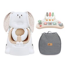 jellymom Wise Chair兔子5件組, 1組, 琥珀米色(椅子）、桃花色(枕頭）