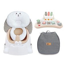 jellymom Wise Chair兔子5件組, 1組, 琥珀米色(椅子）、格紋棕色(枕頭）