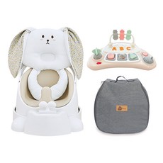 jellymom Wise Chair兔子5件組, 1組, 灰霜(椅子）、薄荷花(枕頭）