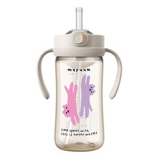 모윰 유아용 PPSU 올인원 원터치 빨대컵, 270ml, 1개, 그레이