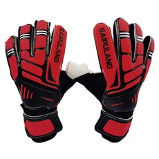 Elsso 高級足球護指防手指彎折守門員手套 雙手適用, 紅色, 1套