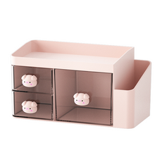 코히모 캐릭터 투명 3단 데스크 오거나이저 4W241, 핑크, 1개