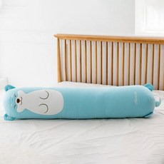 JONi Mungjji 棉質長抱枕 + 枕套枕芯組, S藍色
