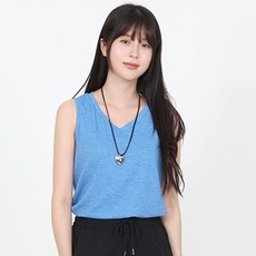 엘쏘 여성용 무지 브이넥 루즈핏 민소매 나시 티셔츠