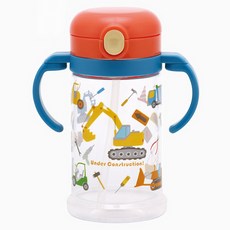 Skater KSHW2N雙手一鍵式吸管水壺 汽車步行款, 370ml, 1個, 混色