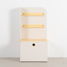 리바트 아동용 톨 선반 책장 + 장난감 수납장 세트 좌형 방문설치, 옐로우