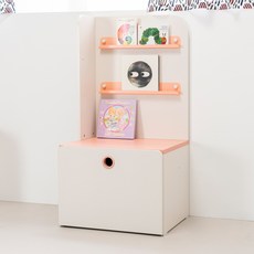 리바트 아동용 톨 선반 책장 + 장난감 수납장 세트 좌형 방문설치, 핑크