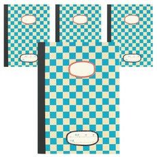 체크 줄노트, 블루, 4개