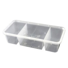 DAISYU 方形透明3格沙拉水果便當盒, 20個, 1入