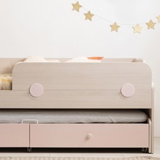 리바트 꼼므주니어 침대 안전가드 방문설치, 내추럴 + 핑크