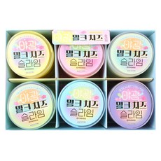 Friends 3000 夜光牛奶起司史萊姆 6種 x 2p 組, 粉紅色, 黃色, 淺綠色, 淺紫色, 白色, 天藍色, 1套