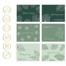 Maket Gamseong 現代簡約祝福問候卡, 12個, 花園系列