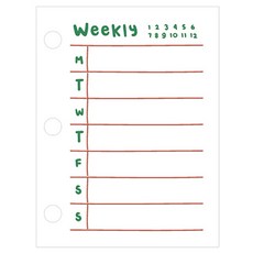 Maket Gamseong 3孔活頁本補充內頁 週計畫, 8個, 60入