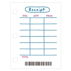 Maket Gamseong 3孔活頁本補充內頁 收據, 8個, 60入