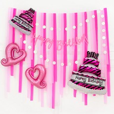 파티팡 3단케익 스트리머 핑크톤 생일파티 장식세트, 혼합색상, 1세트