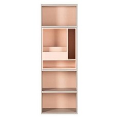 리바트 프레일 600 5단 수납형 책장 방문설치, 핑크(뒷판) + 핑크(인서트) + 그레이(바디)