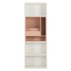리바트 프레일 600 5단 수납형 책장 방문설치, 화이트(뒷판) + 핑크(인서트) + 화이트(바디)