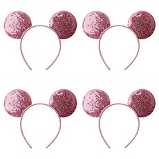 알로데 스팽글 마우스 파티용 머리띠, 12 마젠타, 4개