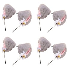 Allode 俏皮貓咪蝴蝶結髮箍, 03 灰色, 4個