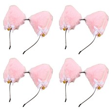 Allode 俏皮貓咪蝴蝶結髮箍, 04 粉紅色, 4個