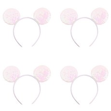 알로데 스팽글 마우스 파티용 머리띠, 06 화이트, 4개