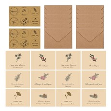 Maket Gamseong 現代簡約祝福問候語卡片 6款 2張 + 信封 12個 + 貼紙 6款 2張 套組, 復古系列, 1套