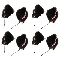 Allode 俏皮貓咪蝴蝶結髮箍, 01 黑色, 4個