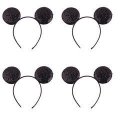 알로데 스팽글 마우스 파티용 머리띠, 01 블랙, 4개