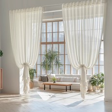 Miso Home April 蝴蝶褶雪紡紗簾, 暖象牙白