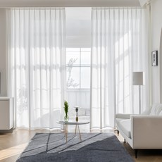 Miso Home April 蝴蝶褶雪紡紗簾, 純白色