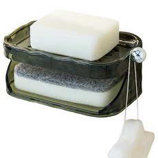 예소당 무타공 물 잘빠지는 이중 비누 받침대, 클리어 딥그린, 1개