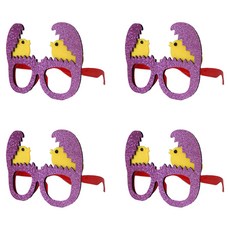 Allode 快樂動物主題派對眼鏡 TYPE 03 紫色珍珠小雞, 混合顏色, 4個
