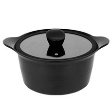 ECOSTAR 電磁爐適用Black Label系列陶瓷附蓋雙耳鍋, 1個, 霧面黑, 24cm