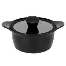 ECOSTAR 電磁爐適用Black Label系列陶瓷附蓋雙耳鍋, 1個, 霧面黑, 20cm