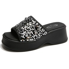 루잔 바이로쏘 여성용 스팽글 통굽 슬리퍼 7cm BRS084