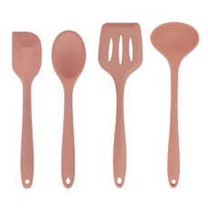 lilive 실리콘 조리도구 4종세트, 요리스푼 + 스파츌라 + 뒤집개 + 국자, 인디핑크, 1세트