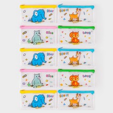 Maket Gamseong 簡約透明防水動物鉛筆盒, 隨機出貨, 10個