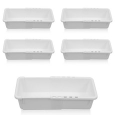 올유리빙 길이조절 바스켓, 화이트, 1호, 5개