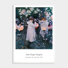 melting studio. 鋁製名畫 每日我的畫作 畫框組 1號 約翰·辛格·薩金特 康乃馨 百合 玫瑰, 白色